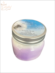 Selected Scent long lasting scented candle in ombre lavender to white jar with metal screw lid 8 oz