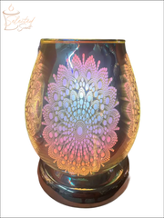 Selected Scent touch control oil warmer with colorful mandala pattern and reflective glass design