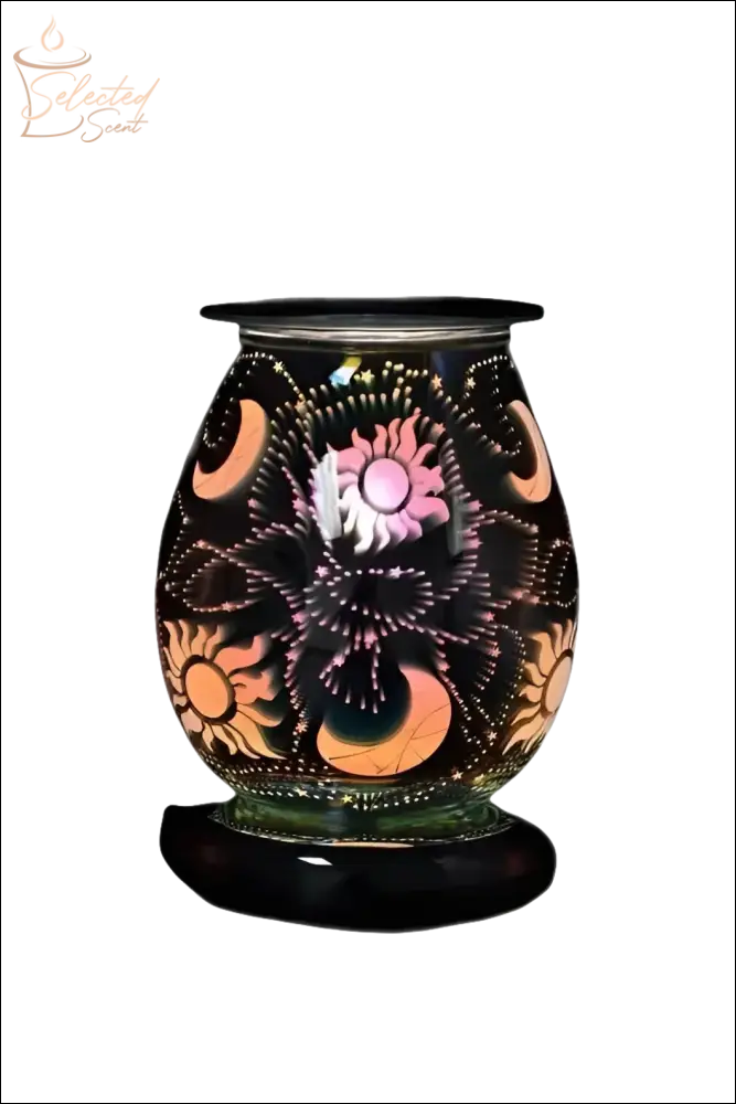 Selected Scent Electric Decorative Warmer with sun and moon design and intricate light patterns