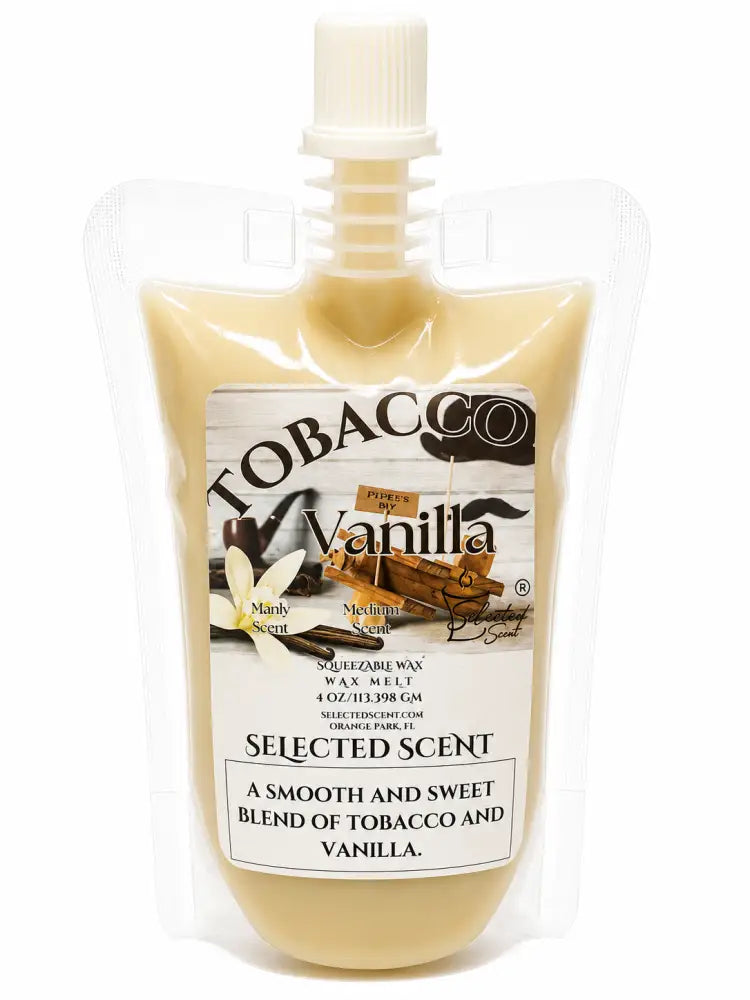 4 ounce squeezable all-natural long-lasting wax melts for home fragrance warmers - tobac vanilla