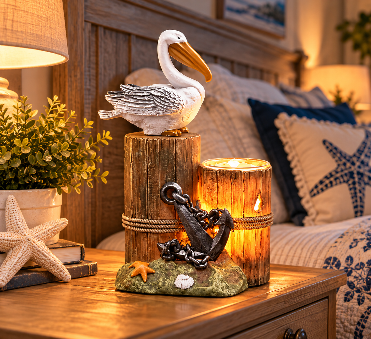 Pelican on a Pier Wax And Oil Warmer Electric Decorative Warmer PLUS 3 Pack Replacement Bulbs