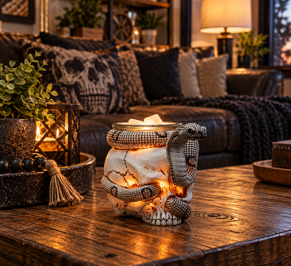 Skull, Snake Wax And Oil Warmer Electric Decorative Warmer PLUS 3 Pack Replacement Bulbs