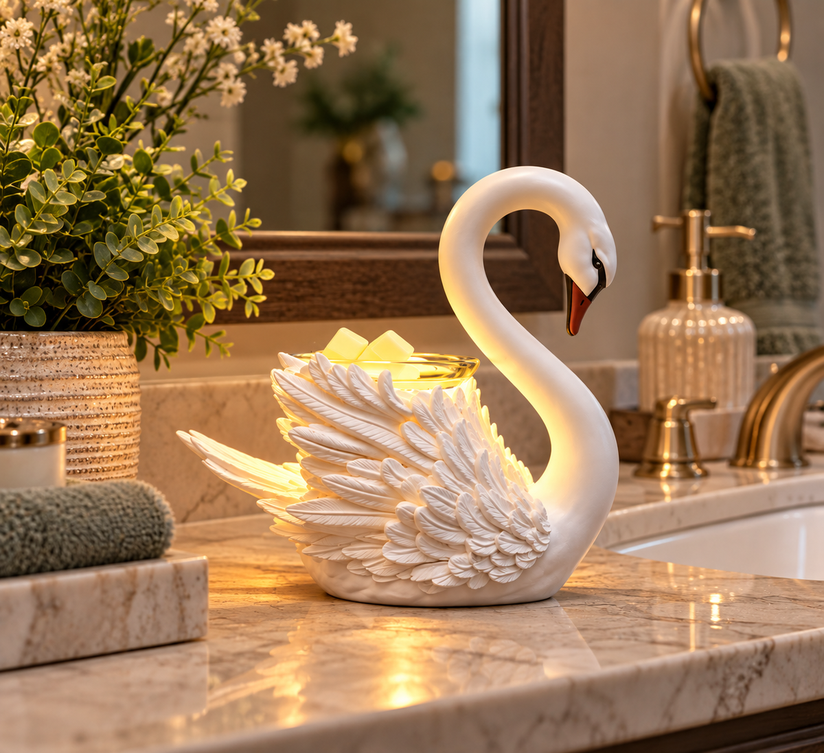 Swan, White Wax And Oil Warmer Electric Decorative Warmer PLUS 3 Pack Replacement Bulbs