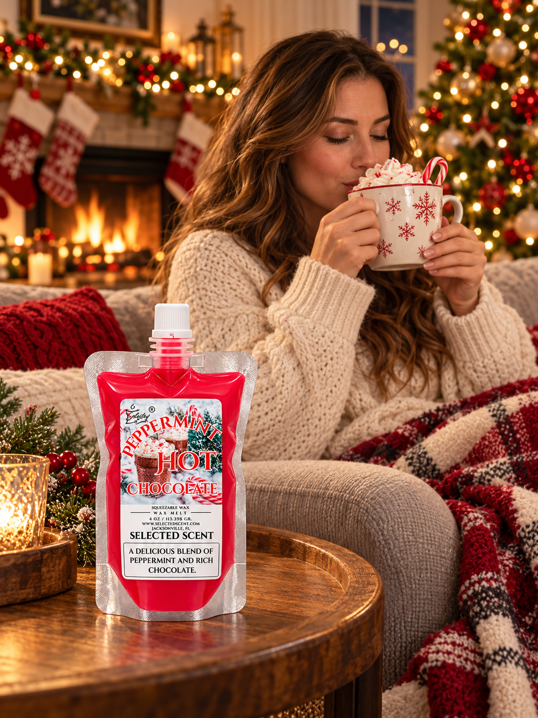 Peppermint Hot Chocolate Squeezable Wax Melt | Holiday Wax Melts