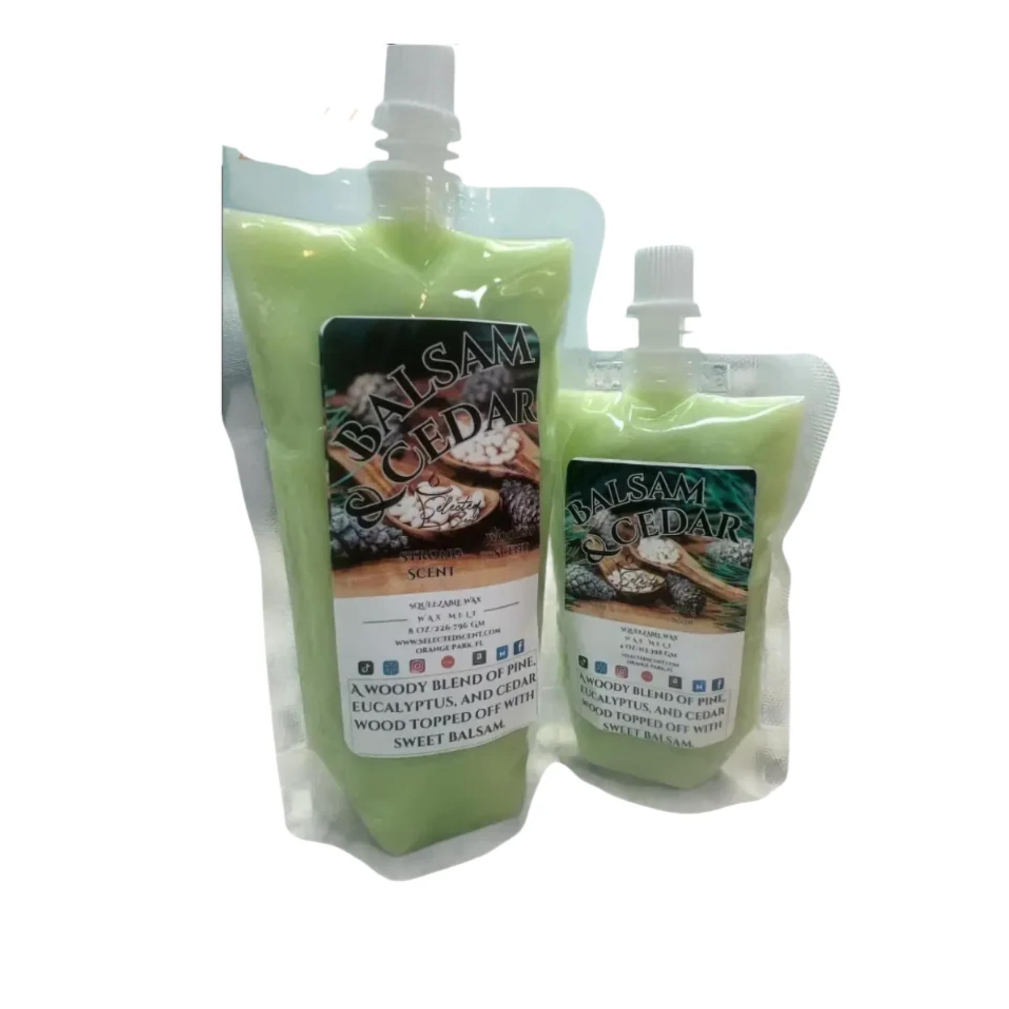 Balsam and cedar squeezable wax melts for home