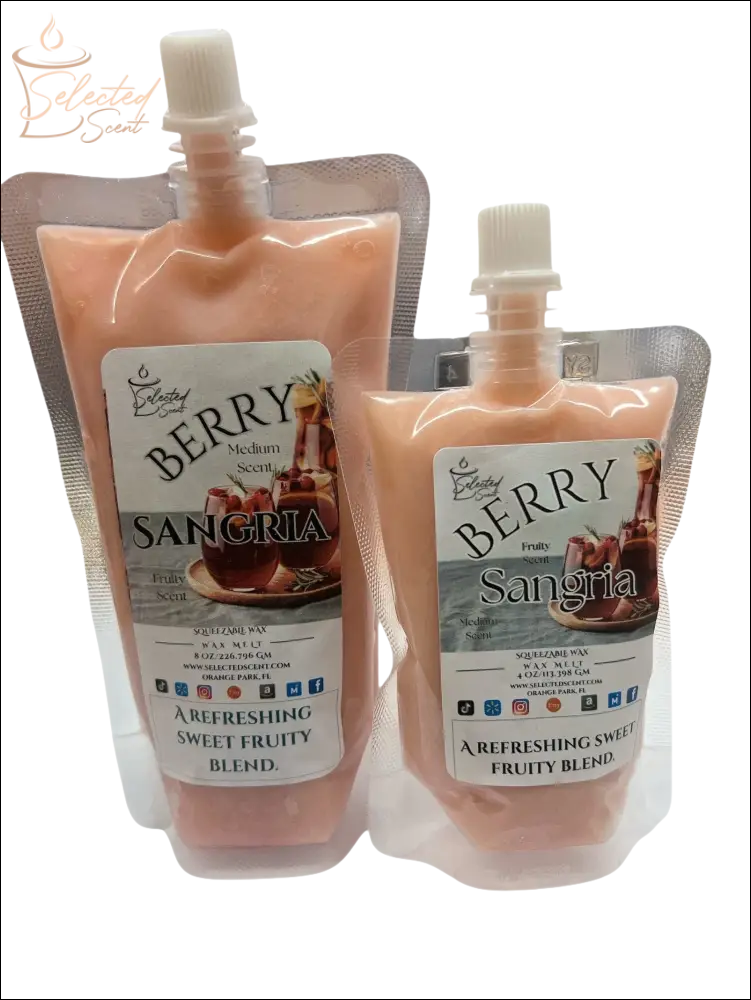 Selected Scent sweet berry sangria home fragrance wax melts in two sizes with refreshing sweet fruity blend