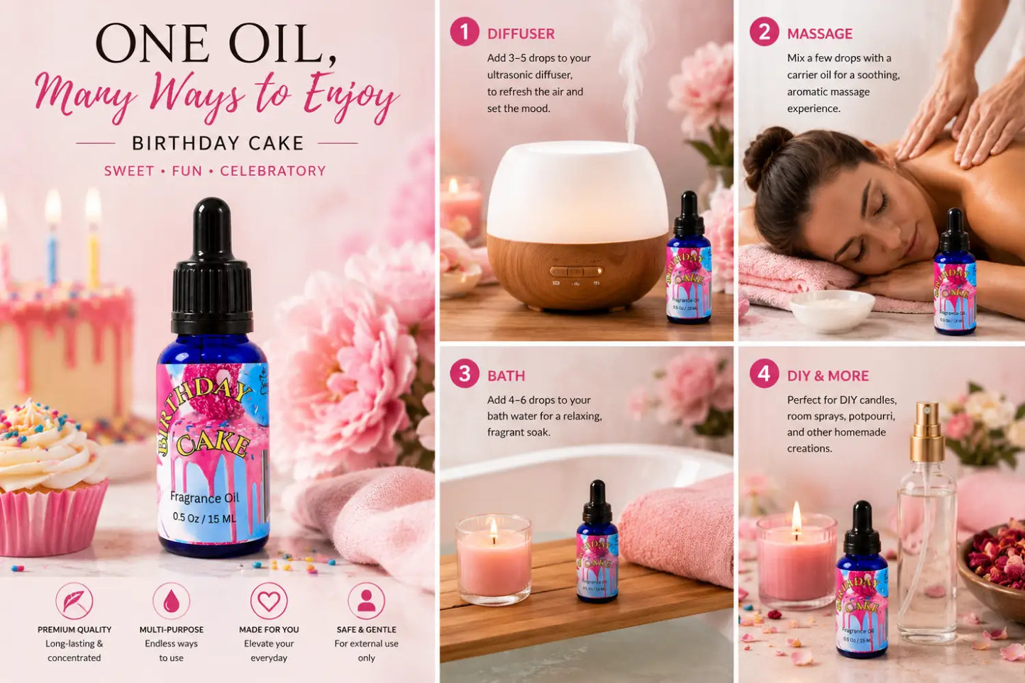Birthday cake 100% fragrance oil – sweet bakery home by selected scent