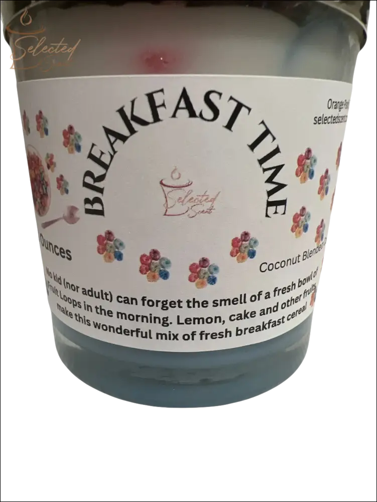Selected Scent all natural breakfast candle with fresh breakfast cereal and coconut blend scent in decorative jar