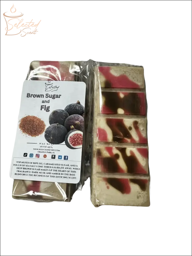 Selected Scent brown sugar fig scented home fragrance wax bars with fig and brown sugar design