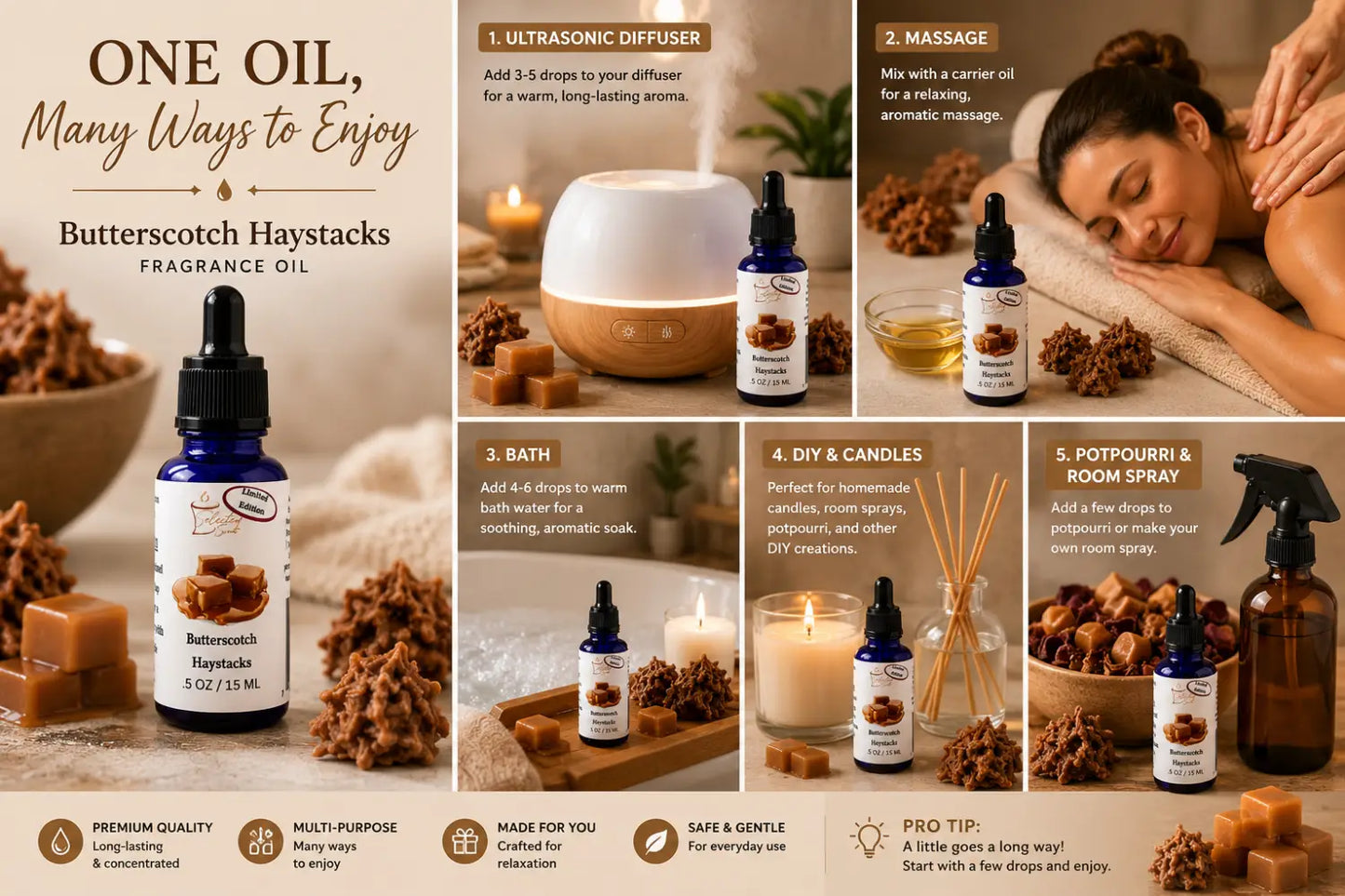Butterscotch haystacks 100% fragrance oil – sweet caramel candy home by selected scent