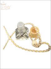 Selected Scent long lasting car air freshener with clear bottle and braided hanging string