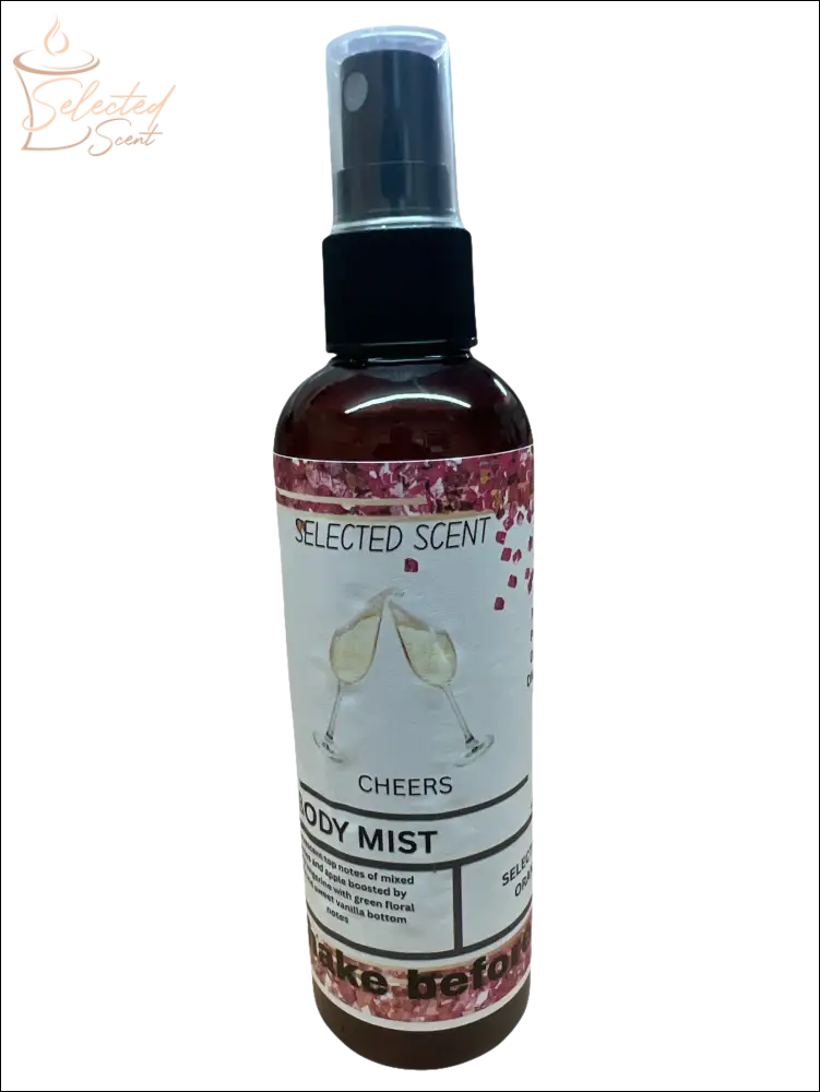 Selected Scent Cheers Body Mist spray bottle alcohol free with floral design label