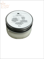 Selected Scent massage candle in glass jar with metal lid with mango butter for skin hydration