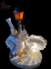 Selected Scent Electric Decorative Warmer featuring a chef figurine holding a menu and a street lamp with glass bowl warmer