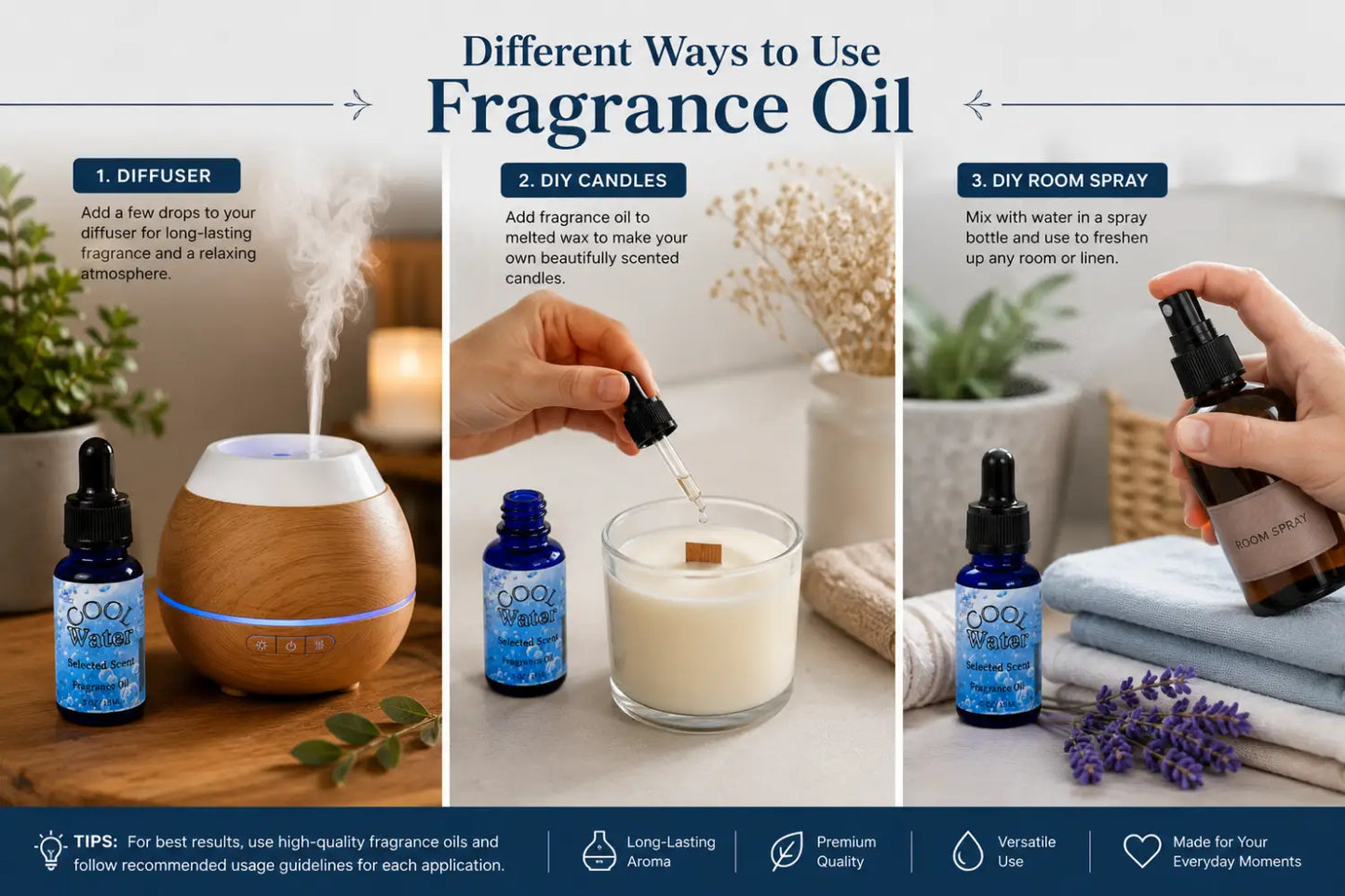 Cool water 100% fragrance oil – fresh aquatic & masculine home by selected scent