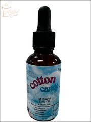 Selected Scent cotton candy body oil bottle for hydrating and protecting skin with natural ingredients