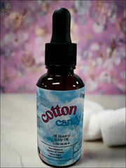 Selected Scent cotton candy body oil bottle for hydrating and protecting skin naturally