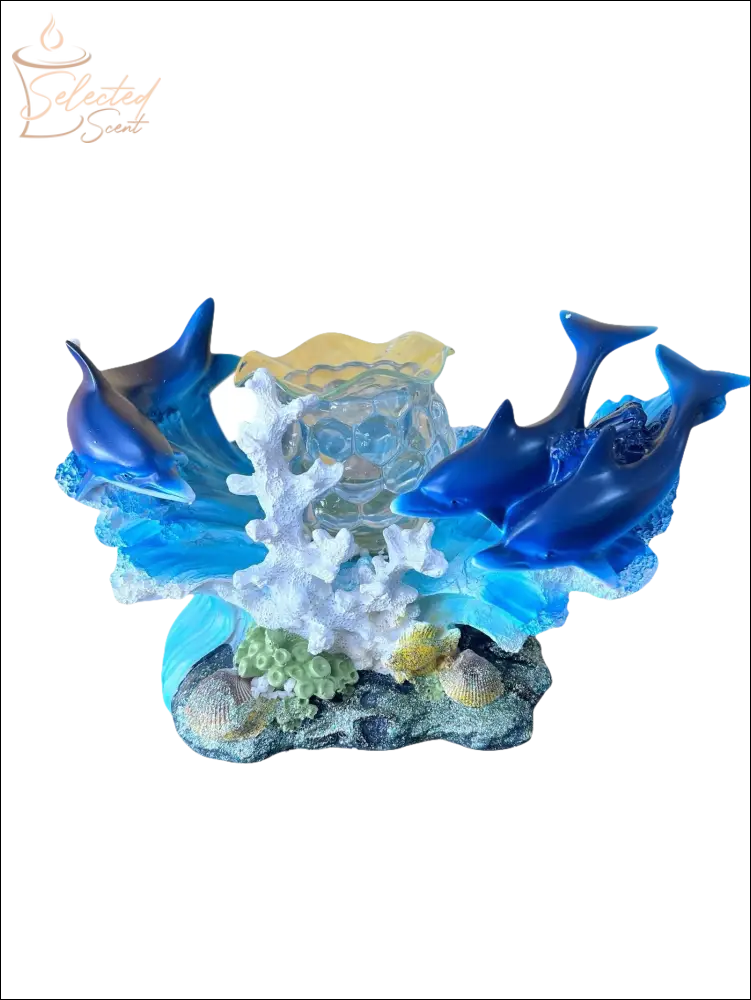 Selected Scent Electric Decorative Warmer with dolphins and ocean coral design in blue and white colors