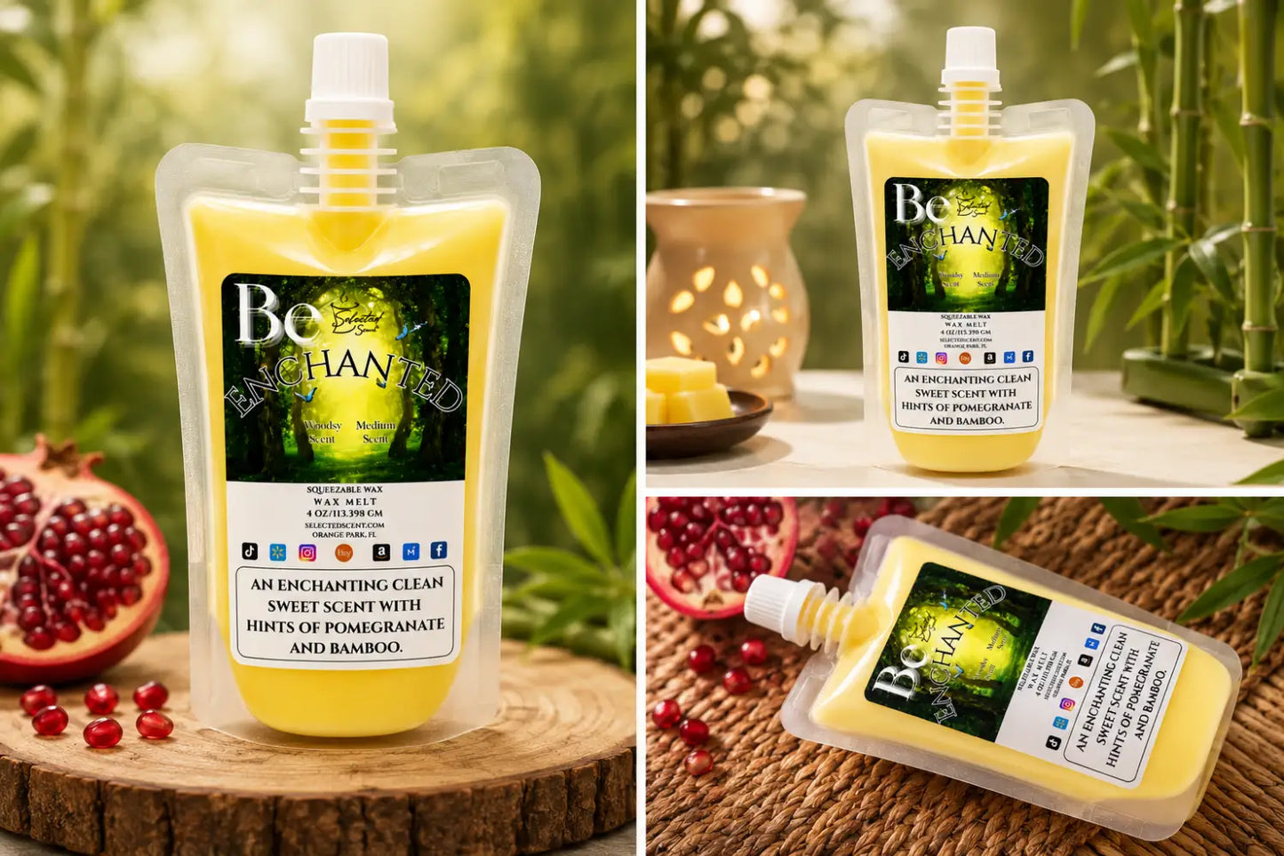 Be enchanted squeezable wax melt pomegranate and bamboo limited edition