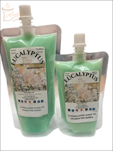 Selected Scent eucalyptus squeezable wax melt in green refill pouches with aromatherapy and floral scent