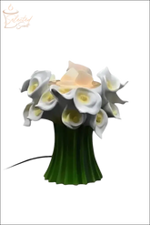 Selected Scent Electric Decorative Warmer designed as white calla lilies with green stems and soft glowing light