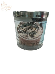 Selected Scent Frappuccino Crunch long lasting dessert scented candle in glass jar with silver lid