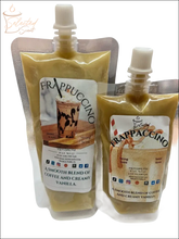 Selected Scent coffee scented wax melt in squeezable pouches with frappuccino design and creamy vanilla blend