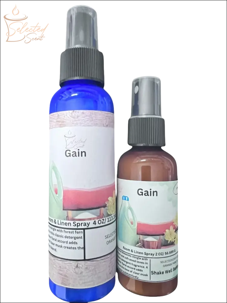 Selected Scent Gain room and linen spray bottles to Revitalize Your Space with fresh fragrance