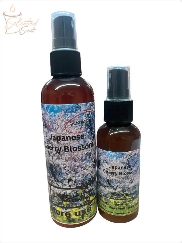 Selected Scent Japanese Cherry Blossom bottles with long lasting room fragrance spray