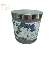 Selected Scent Jasmine Lavender Duo Scented Aromatherapy candle with floral design and silver lid
