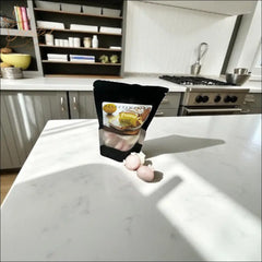 Selected Scent product with cute design packaging on kitchen countertop in bright modern kitchen