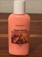 Selected Scent Apple Berry vitamin e moisturizing lotion in a small pink bottle with white cap