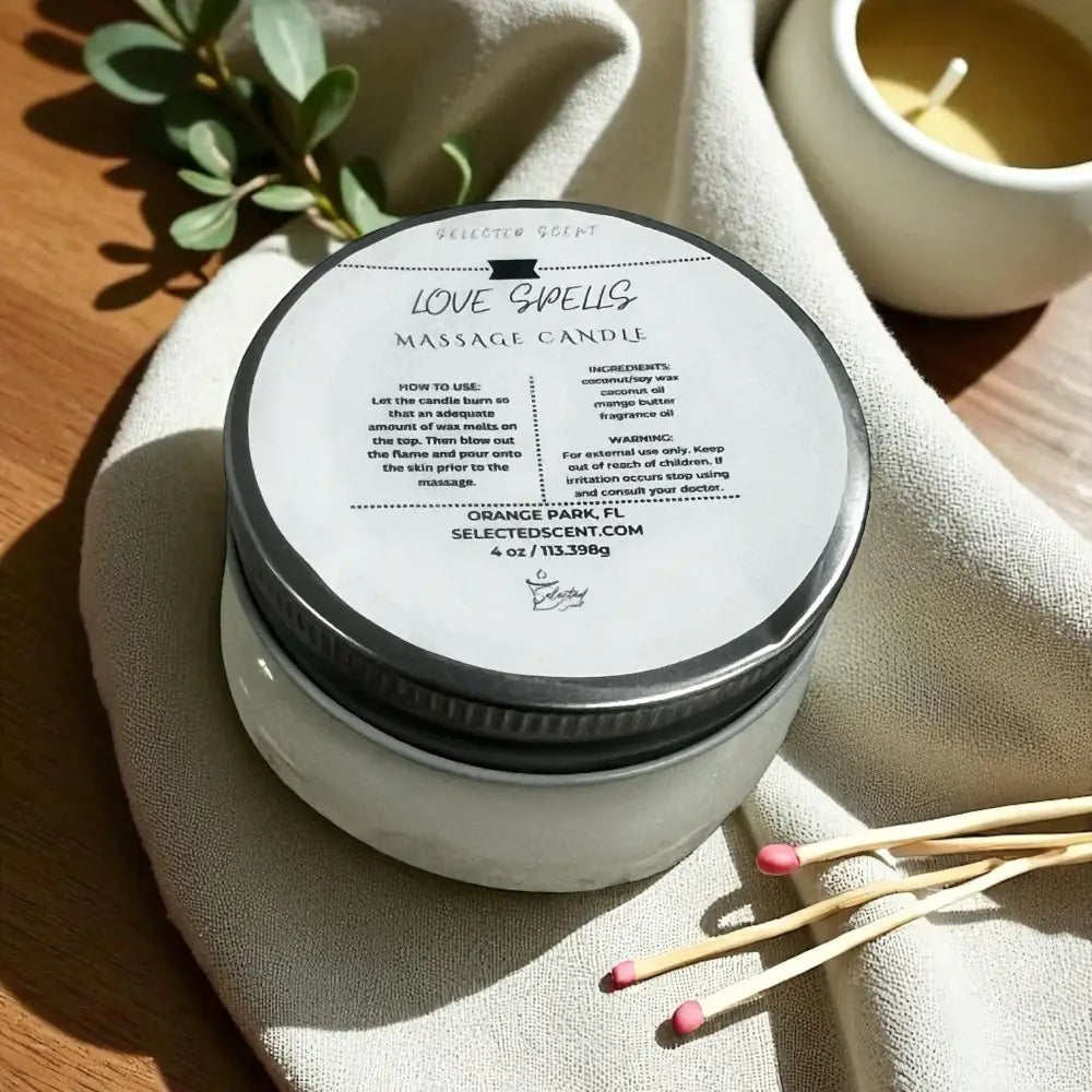 Love spell massage candle 4oz. With mango butter and vitamin e