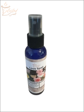 Selected Scent Love Spell long-lasting linen spray for home in a blue spray bottle