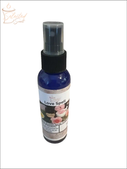 Selected Scent Love Spell long-lasting linen spray for home in a blue spray bottle