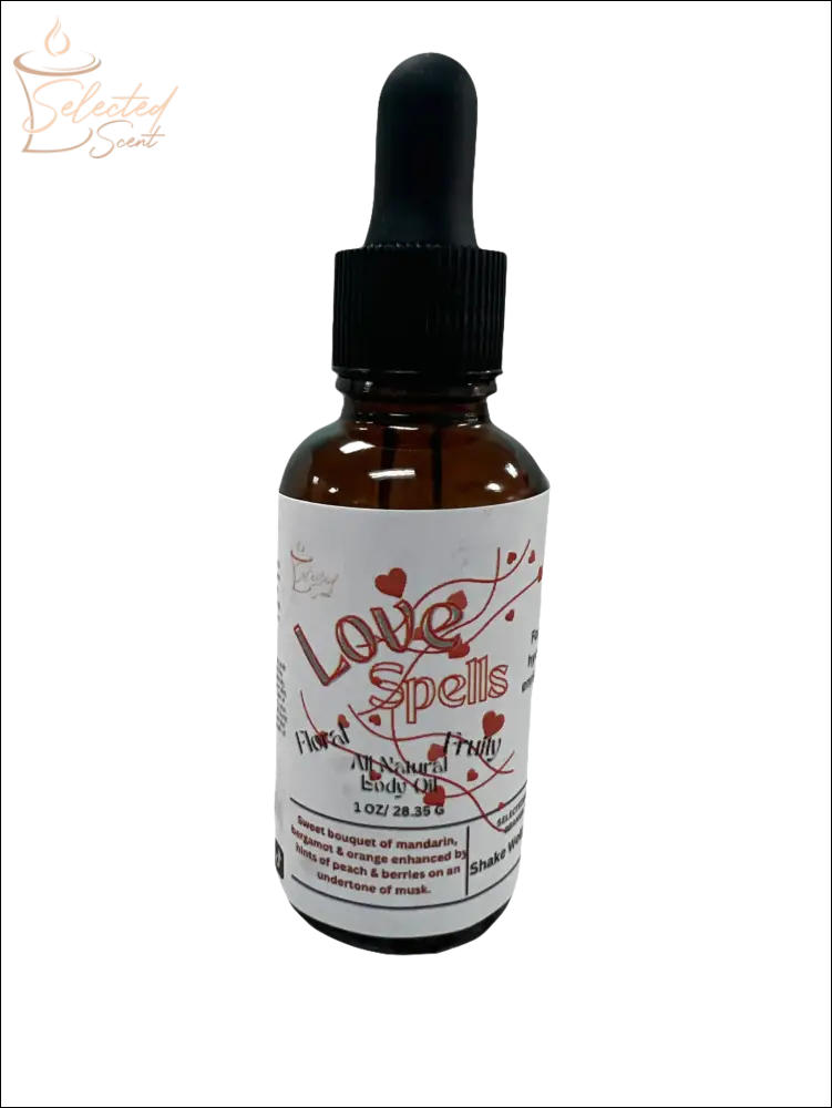 Selected Scent Love Spells fragrance oil bottle for Hydrating And Protecting skin and aroma
