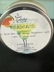 Selected Scent Margarita candle with fresh lime orange fragrance labeled Zero Calories And Guitless