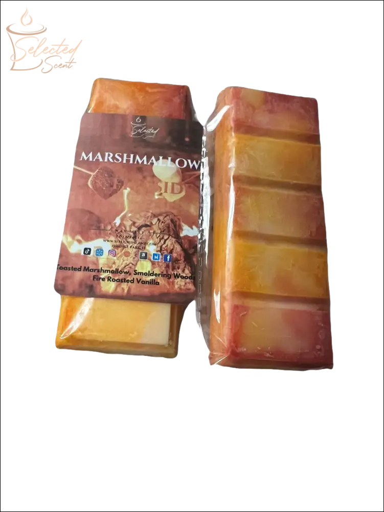 Selected Scent long lasting marshmallow wax melt bars with toasted marshmallow and vanilla scent