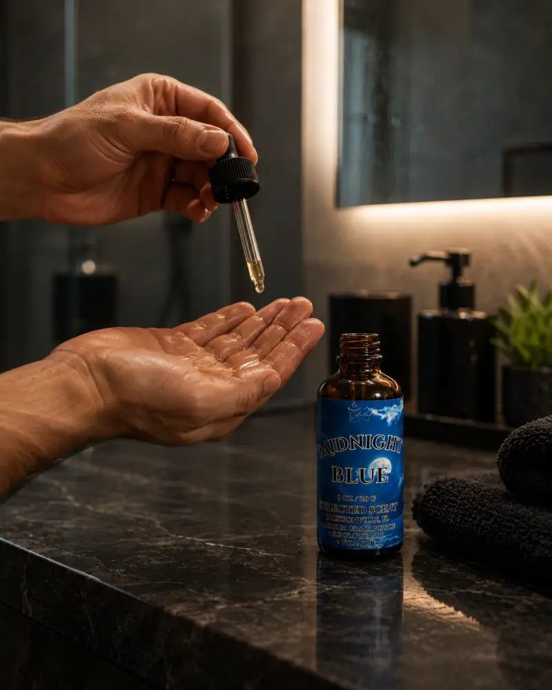 Midnight blue body oil – luxurious hydration & sophisticated fragrance by selected scent