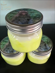 Selected Scent Banana In The Jungle scented candles in small glass jars with silver lids