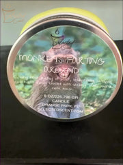 Banana In The Jungle candle by Selected Scent with Monkey label and fruity scent details