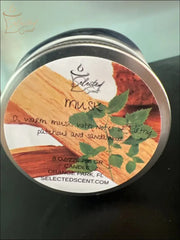 Selected Scent musk candle with earthy patchouli and sandalwood scent labeled The Choice Of Men