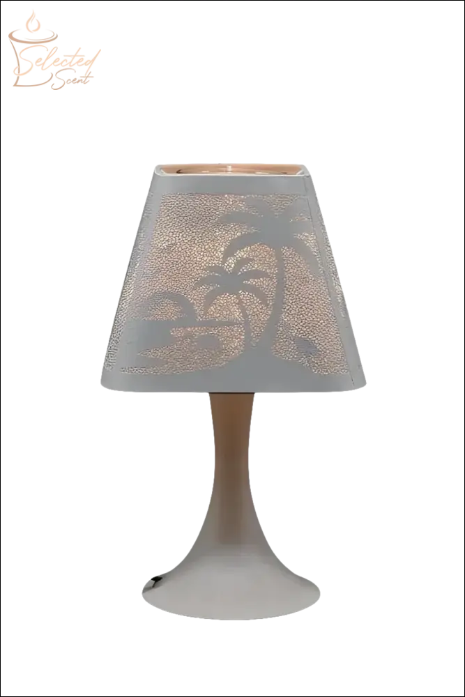 Selected Scent Electric Decorative Warmer with metal base and tropical palm tree design shade