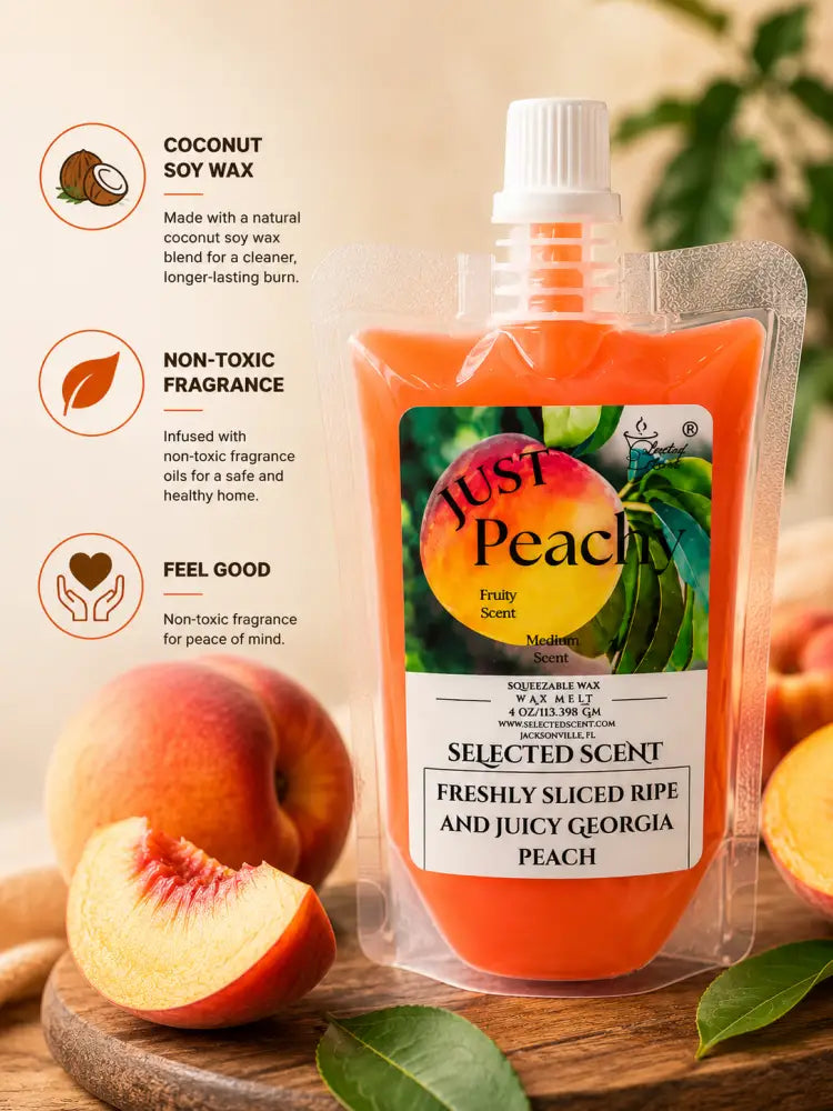 Just peachy squeezable wax melt long lasting fragrance