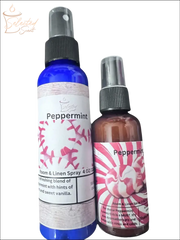 Selected Scent peppermint room and linen sprays in blue and brown bottles for long lasting room fragrance