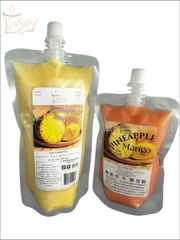 Selected Scent pineapple mango tropical wax melt for warmer refill pouches in yellow and orange