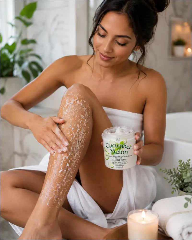 Premium cucumber melon whipped sugar body scrub