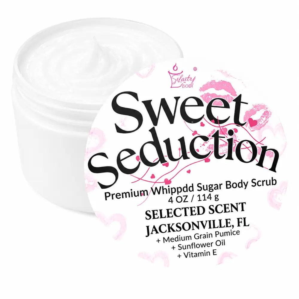 Premium sweet seduction whipped sugar body scrub – fruity floral exfoliating by selected scent