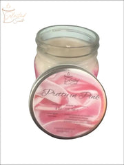 Selected Scent Pretty in Pink candle with Love Spells You fragrance in a glass jar with metal lid