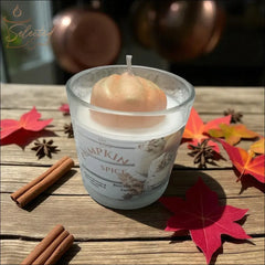 Selected Scent long lasting pumpkin candle 8oz in glass jar with pumpkin top and autumn cinnamon sticks